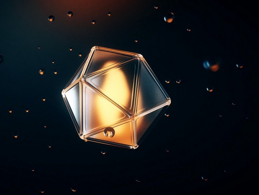 polyhedron shape bubbles volumetric 3d Isolated Character in Clear Background PNG