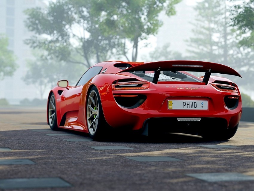 porsche 918 porsche sports car side view red PNG images with transparent layering