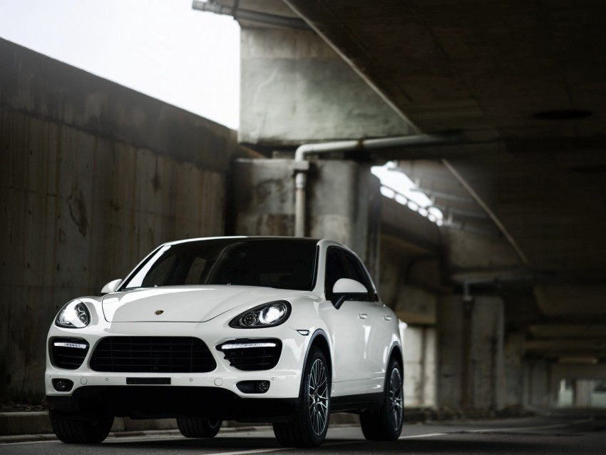 porsche cayenne porsche car white front view Clear Background PNG Isolated Element Detail