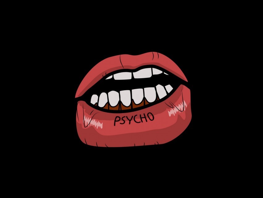 psycho lips art inscription graphic PNG files with clear background