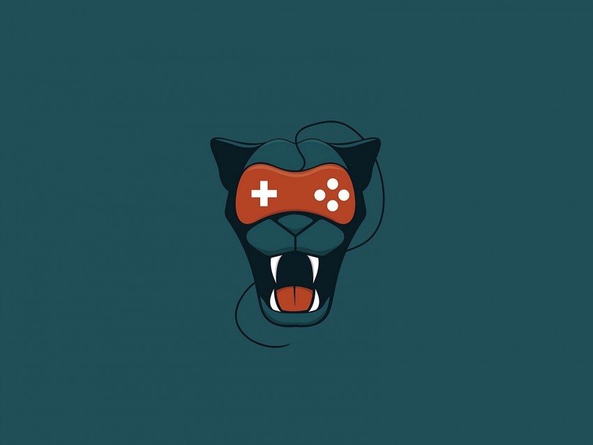 puma joystick grin art minimalism Isolated Illustration with Clear Background PNG