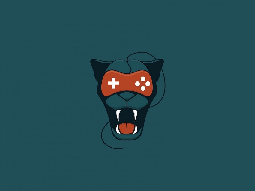 puma joystick grin art minimalism Isolated Illustration with Clear Background PNG 4k wallpaper