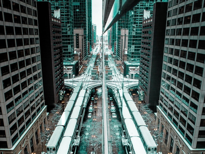 railroad train city buildings chicago PNG files with transparent canvas collection