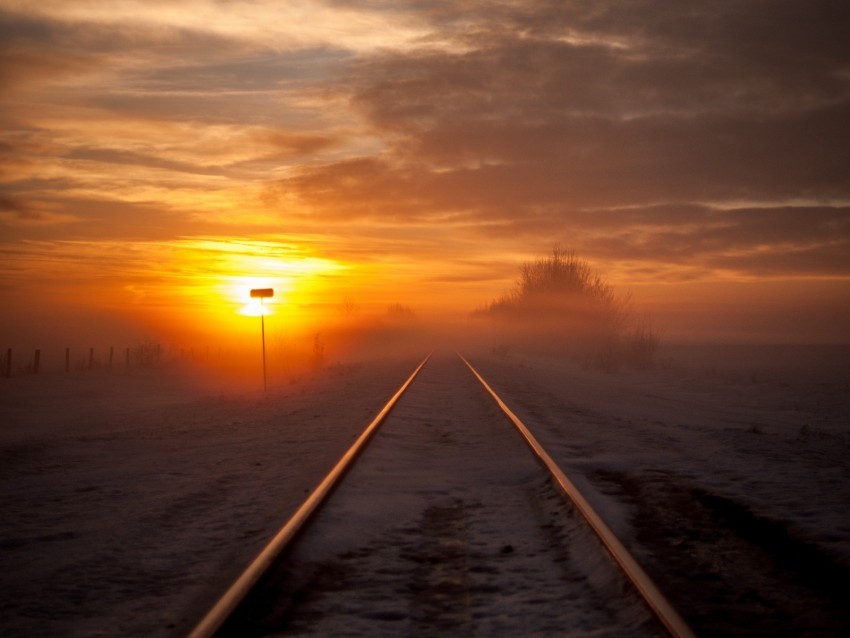 railway fog snow sunset horizon Free PNG images with alpha channel compilation
