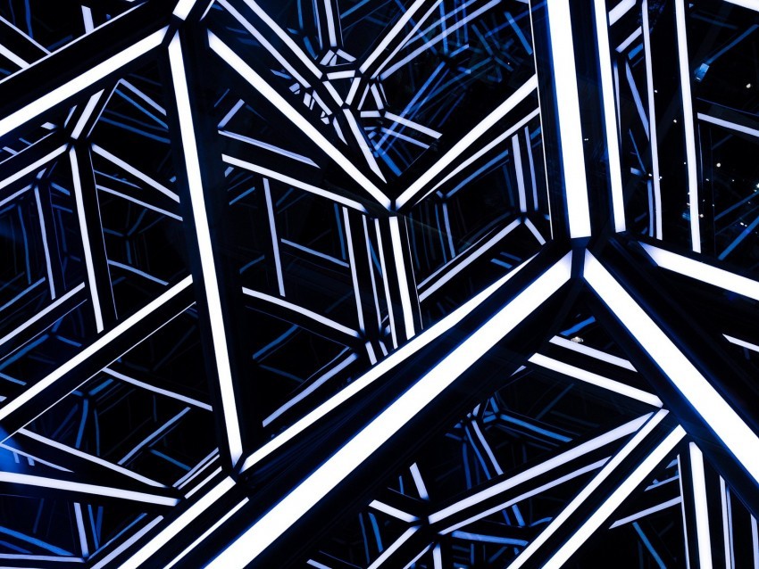 rhombohedron neon design architecture backlight Isolated Artwork with Clear Background in PNG 4k wallpaper