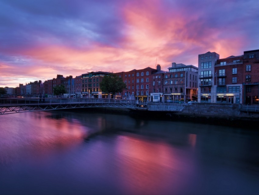 river buildings sunset architecture bridge No-background PNGs 4k wallpaper