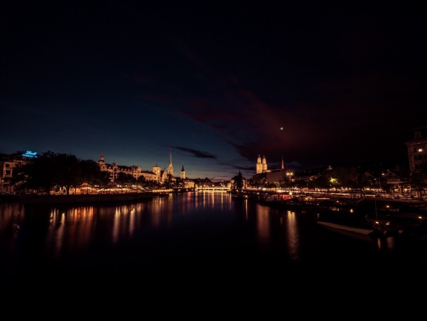 river city night lights reflection dark Isolated Item on Clear Background PNG