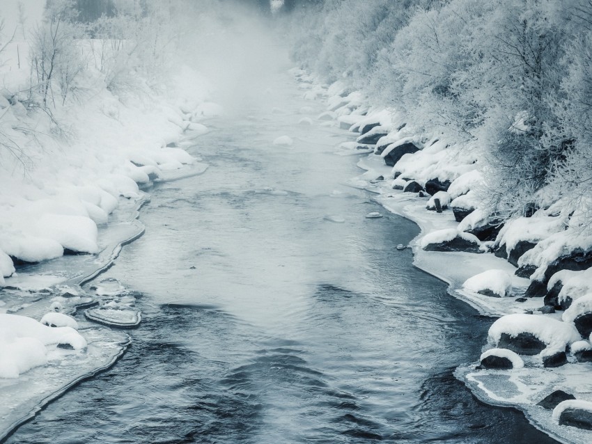 river ice fog water snow PNG images for personal projects 4k wallpaper
