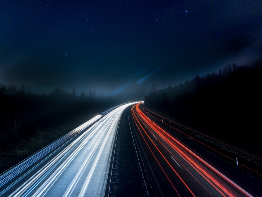 road backlight long exposure movement turn night PNG Isolated Illustration with Clear Background