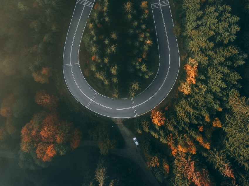 road forest aerial view winding turn HighQuality Transparent PNG Isolation