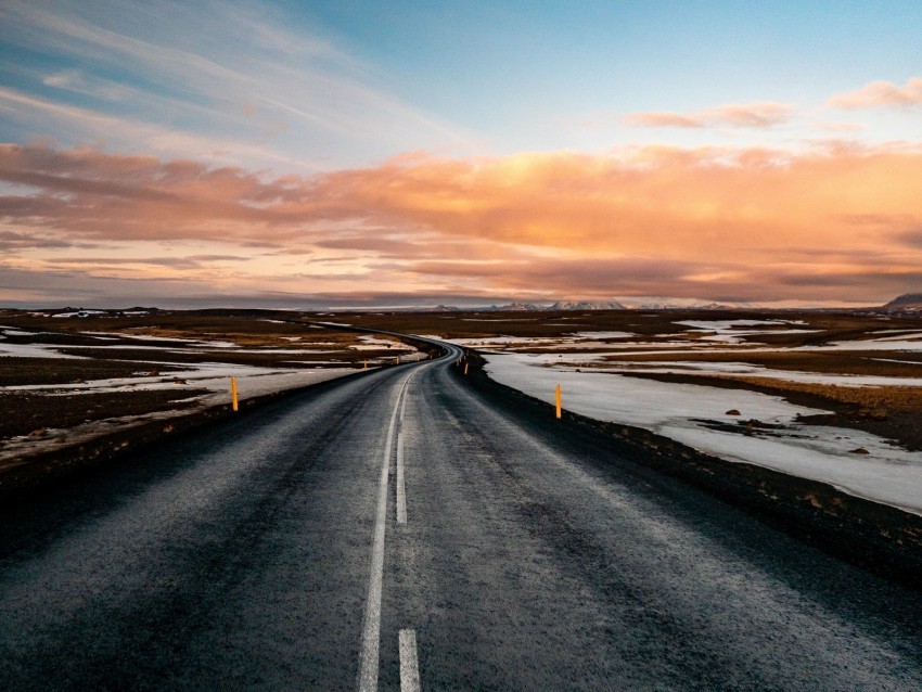 road horizon markup turn snow sunset PNG photo with transparency