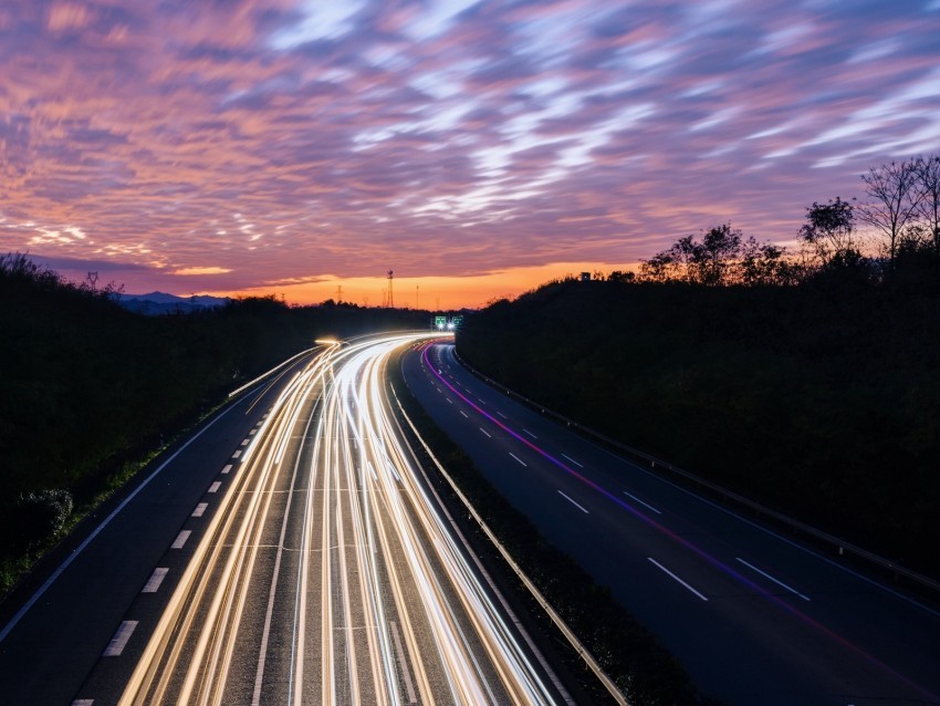 road lights long exposure movement light turn Transparent PNG images wide assortment