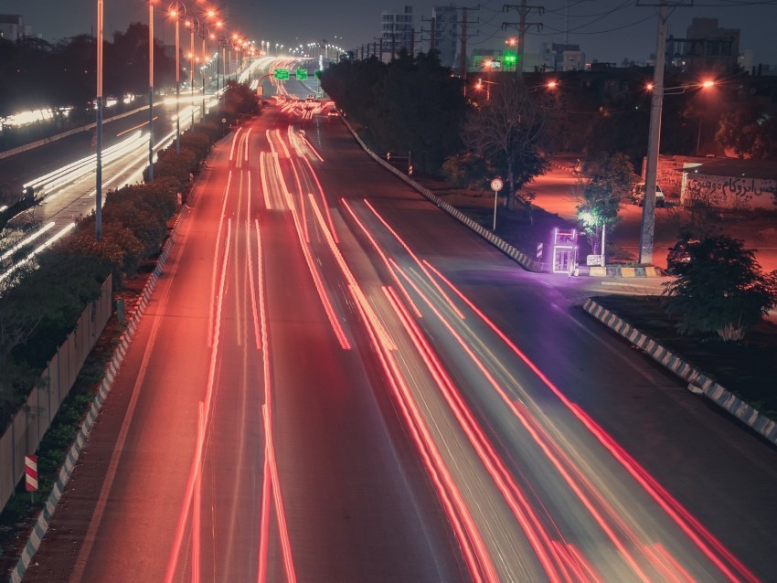 road lights long exposure speed night city Isolated Item on Clear Transparent PNG