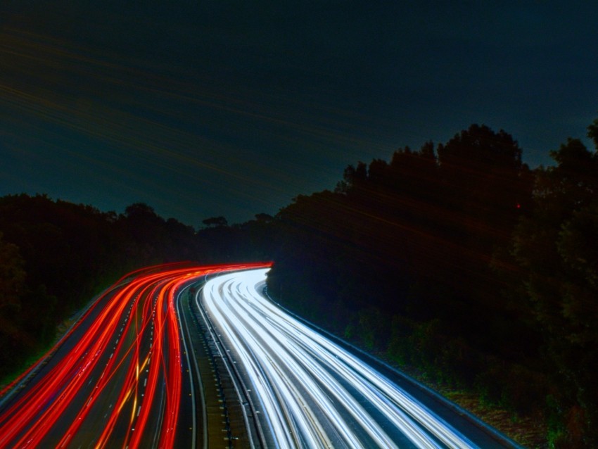 road long exposure turn night lights Isolated Object with Transparent Background PNG