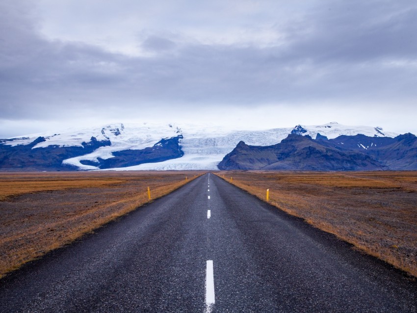 road marking asphalt mountains snow ice iceland Isolated Object with Transparent Background in PNG