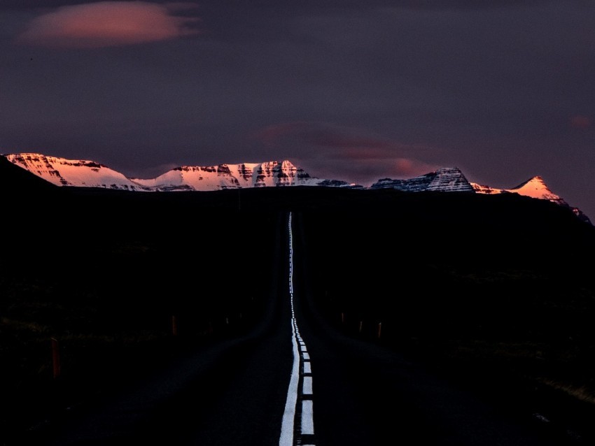 road marking mountains horizon dark night sunset Transparent Background PNG Isolated Character