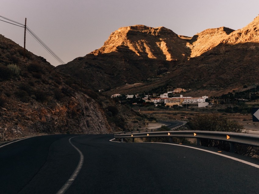 road mountains buildings asphalt winding PNG Graphic Isolated on Transparent Background 4k wallpaper