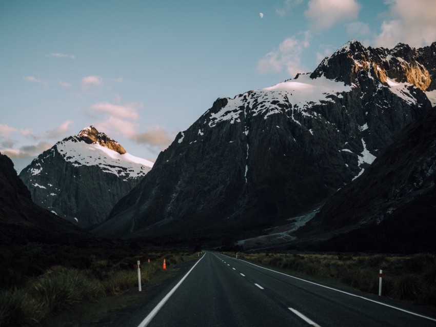 road mountains evening asphalt marking Transparent PNG graphics complete collection 4k wallpaper