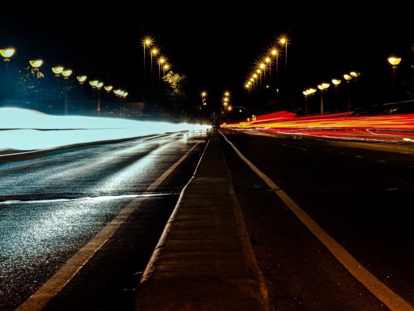 road night lighting long exposure Clean Background Isolated PNG Object