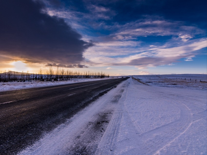 road snow winter sky horizon Transparent Background PNG Isolated Graphic 4k wallpaper