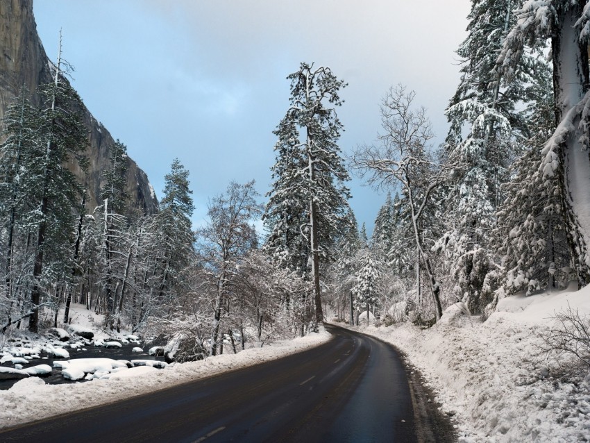 road snow winter turn valley landscape PNG graphics with clear alpha channel broad selection
