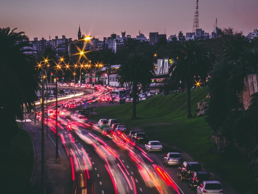 road traffic long exposure lights city cars PNG Image with Clear Isolation