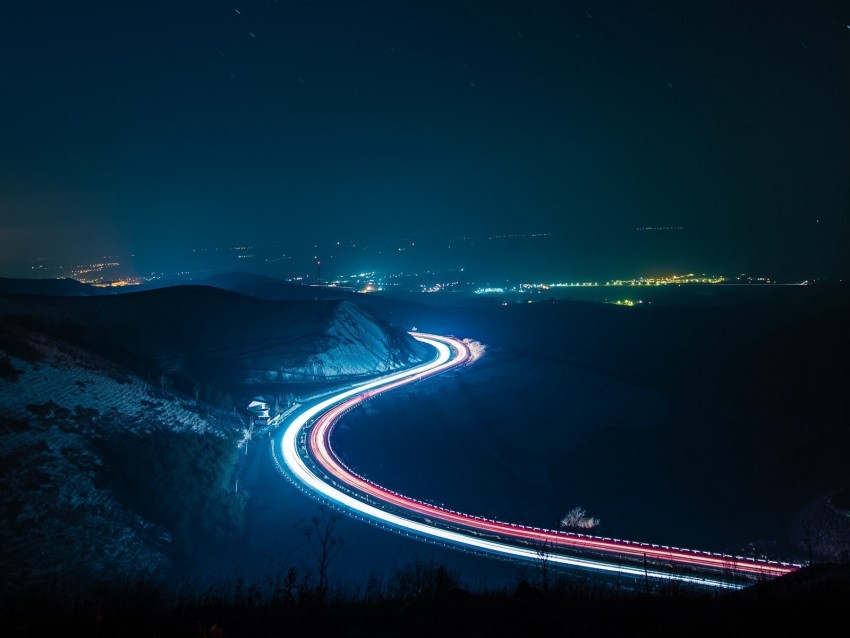 road turn backlight night PNG with transparent background free 4k wallpaper