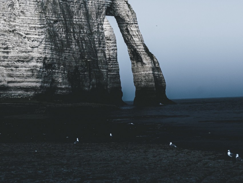 rock cliff sea coast twilight PNG transparent elements complete package