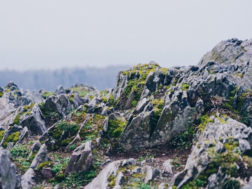 rocky uneven rugged stones moss rock Transparent PNG Image Isolation