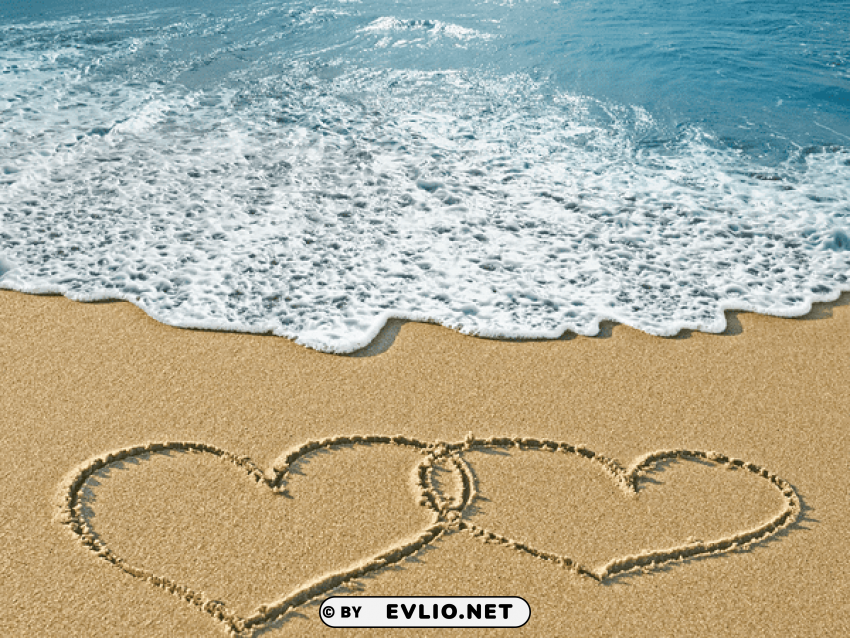 Romantic Seawith Hearts In The Sand PNG For Overlays