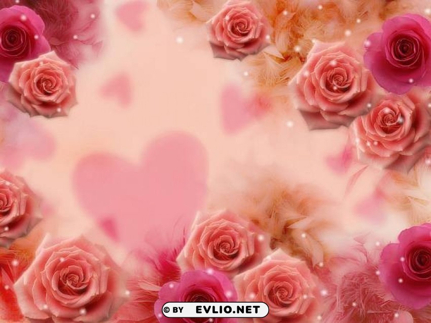 roses-and-hearts Isolated Artwork on Transparent Background PNG