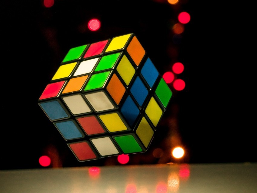 rubiks cube cube colorful glare lights PNG without watermark free 4k wallpaper