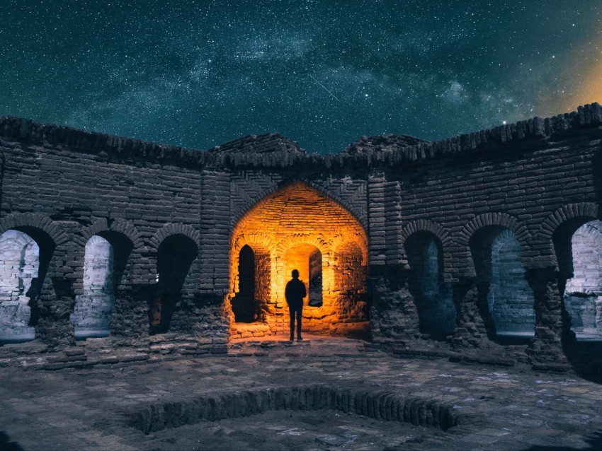 ruins silhouette starry sky architecture HighResolution Transparent PNG Isolated Graphic