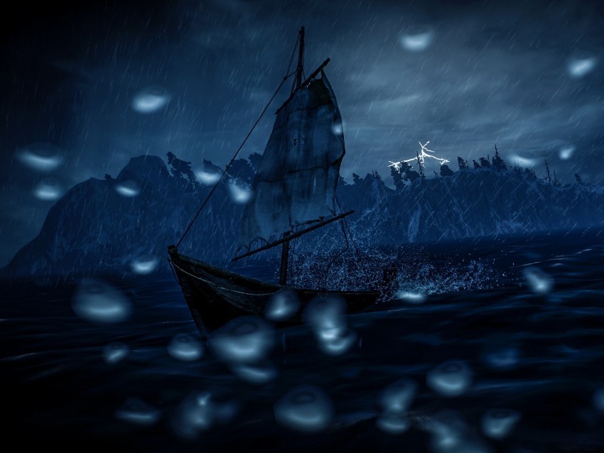 sail boat storm dark PNG graphics with transparency