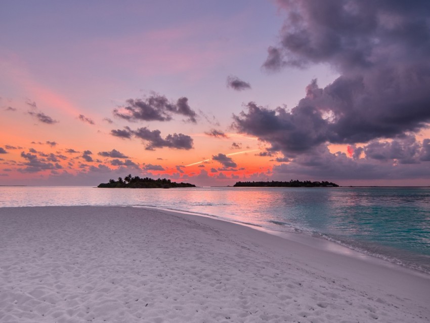 sand beach ocean sunset sky horizon PNG pics with alpha channel 4k wallpaper