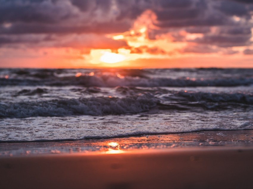 sea beach sunset waves clouds High-quality transparent PNG images