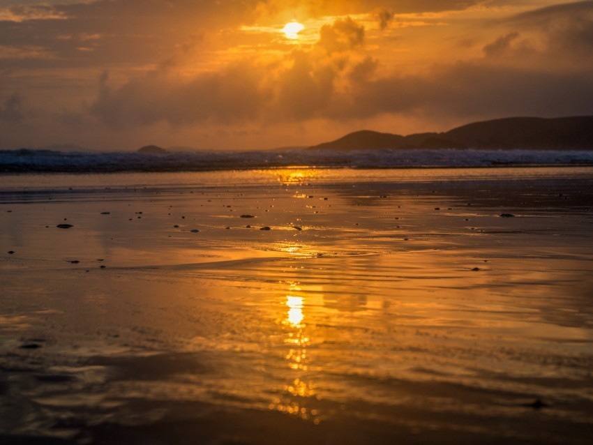 sea coast sunset water sunlight Transparent PNG Object Isolation