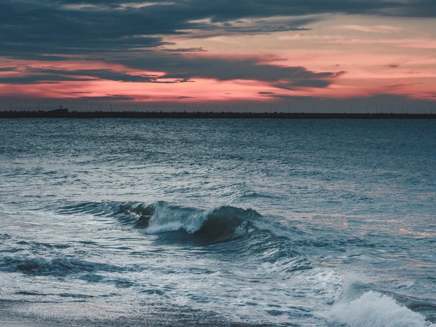 sea coast wave surf twilight horizon PNG images with alpha mask