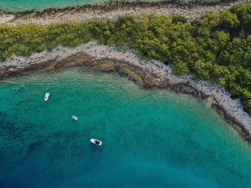 sea island aerial view boats beach Transparent PNG Object with Isolation