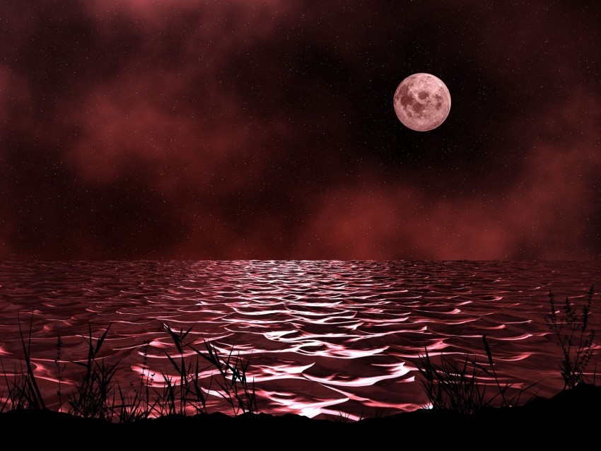 sea night moon waves dim red PNG images with transparent canvas compilation