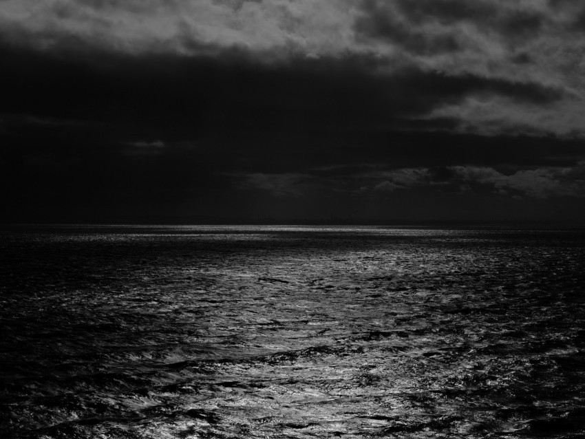 sea night moonlight ripples clouds horizon Isolated Object with Transparency in PNG