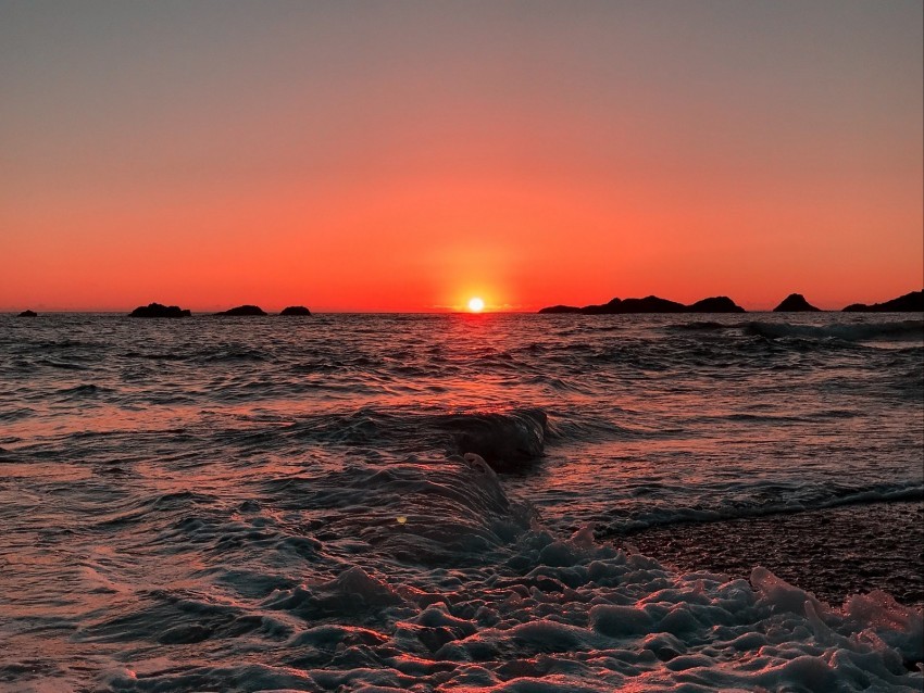 sea ocean sunset foam surf horizon Alpha channel transparent PNG 4k wallpaper