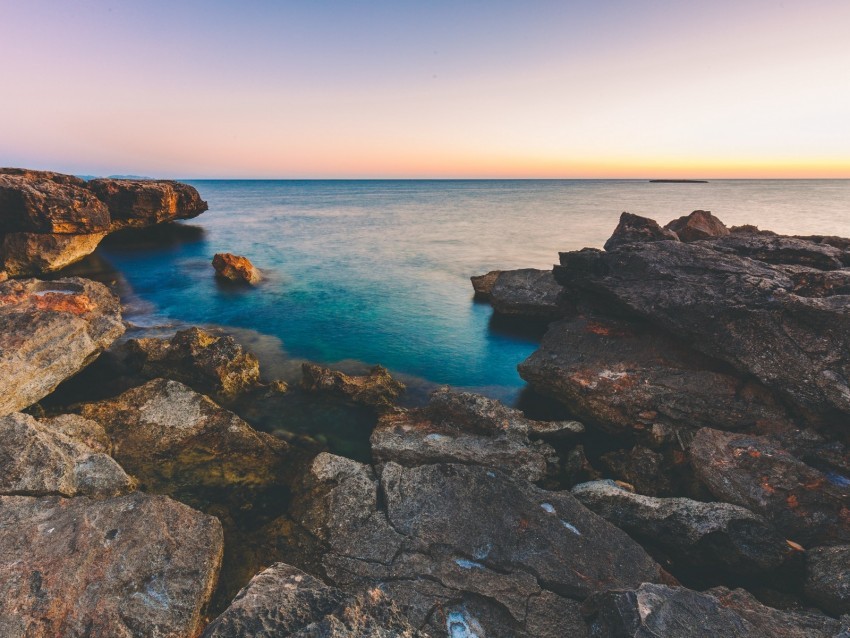 sea stones rocks coast landscape Transparent PNG Isolated Illustration