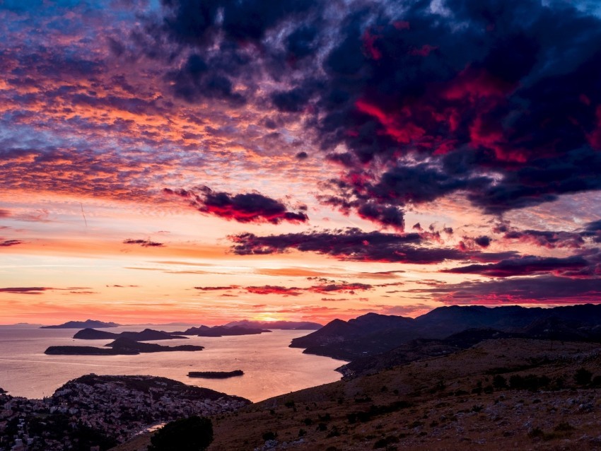 sea sunset clouds mountains croatia Transparent PNG images complete library