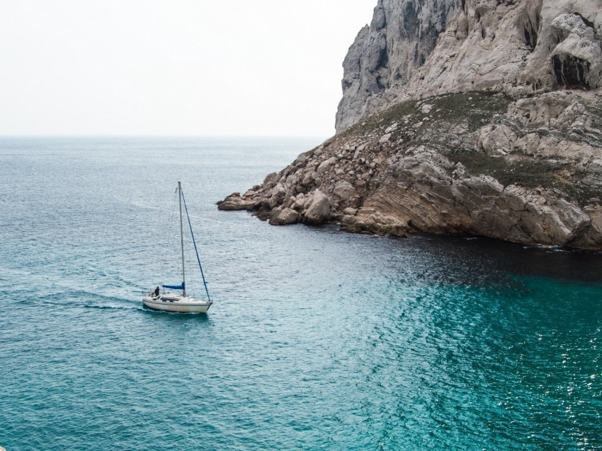 sea yacht rocks water stones PNG transparent design