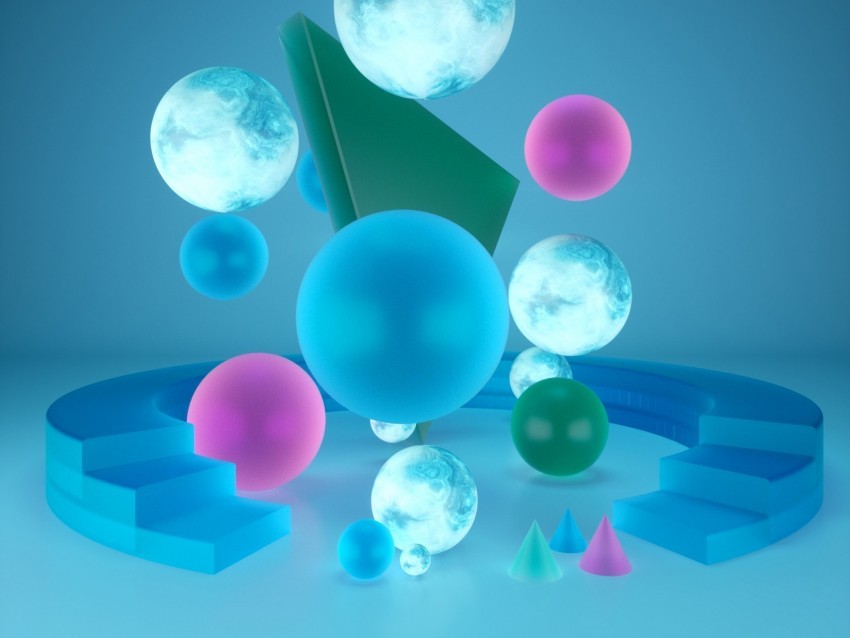 shapes geometric 3d balls spheres Transparent background PNG stockpile assortment