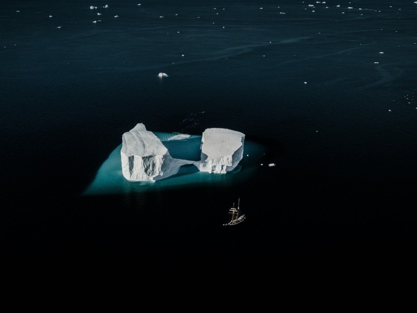 ship iceberg aerial view ocean snow PNG Image Isolated with Transparent Clarity