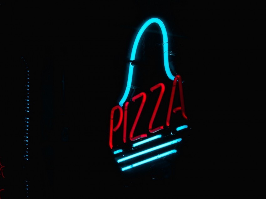 signboard neon pizza glow dark Isolated Character with Transparent Background PNG