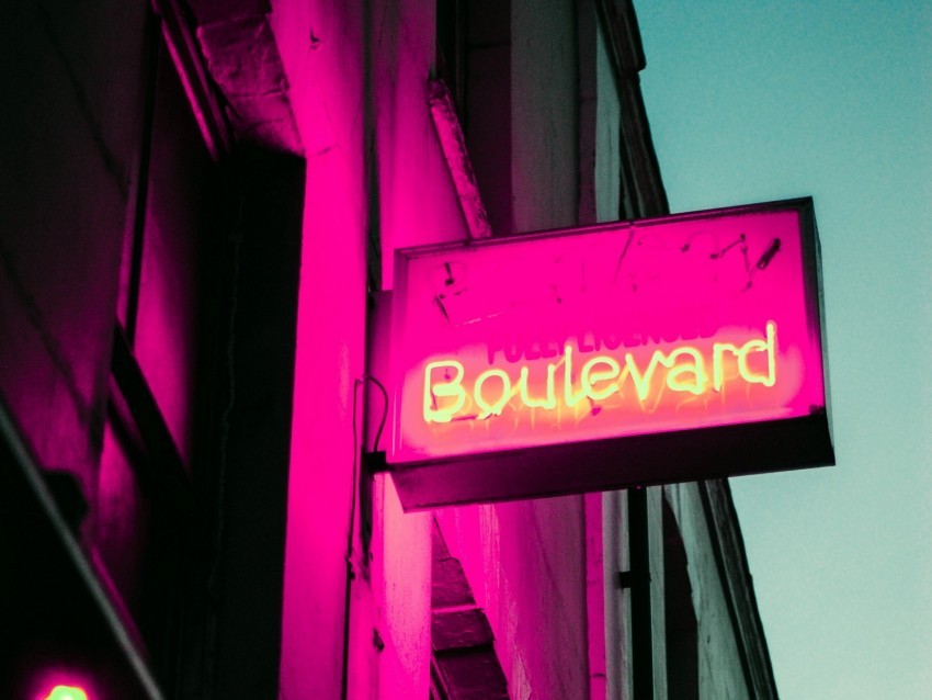 signboard neon street glow boulevard buildings Transparent PNG download