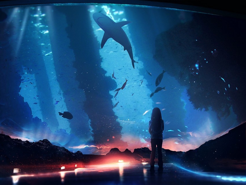 silhouette aquarium fish dark backlight PNG images free download transparent background